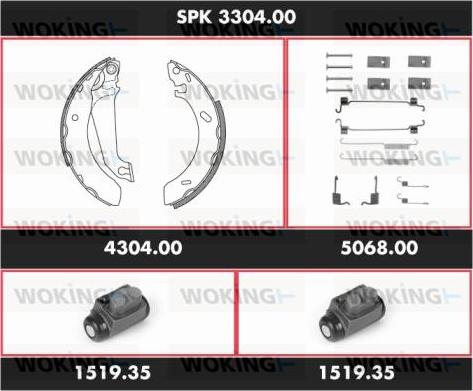 Woking SPK 3304.00 - Комплект тормозных колодок, барабанные autosila-amz.com