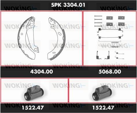 Woking SPK 3304.01 - Комплект тормозных колодок, барабанные autosila-amz.com