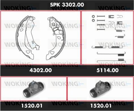 Woking SPK 3302.00 - Комплект тормозных колодок, барабанные autosila-amz.com