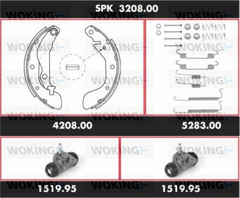 Woking SPK 3208.00 - Комплект тормозных колодок, барабанные autosila-amz.com