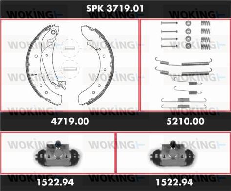 Woking SPK 3719.01 - Комплект тормозных колодок, барабанные autosila-amz.com