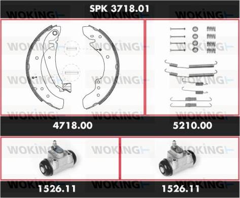 Woking SPK 3718.01 - Комплект тормозных колодок, барабанные autosila-amz.com