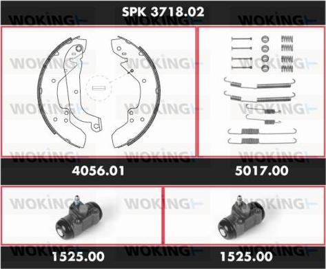 Woking SPK 3718.02 - Комплект тормозных колодок, барабанные autosila-amz.com