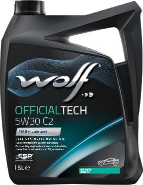 Wolf 8309113 - Масло моторное WOLF OFFICIALTECH 5W30 C2 5L СИНТЕТИКА ACEA C2-10 API SN/CF FIAT 9.55535-S1 PSA B71 2 autosila-amz.com