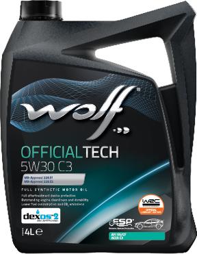 Wolf 8308116 - Масло моторное (WOLF OFFICIALTECH 5W30 C3 4L СИНТЕТИКА Оригинал GM ACEA C3-10 API SN/CF BMW LONGLIFE autosila-amz.com