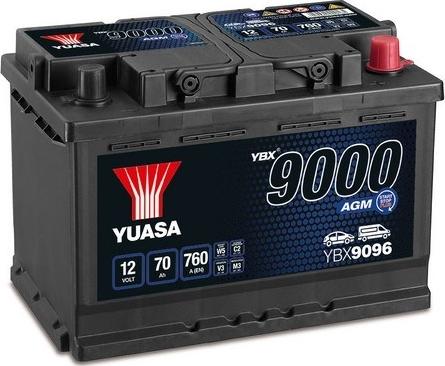 Yuasa YBX9096 - Аккумулятор Yuasa YBX9000 AGM Start Stop Plus 70 А/ч о/п 760 А размер 278x175x190 autosila-amz.com
