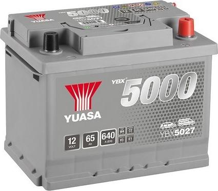 Yuasa YBX5027 - Аккумулятор Yuasa YBX5000 Silver 65 А/ч о/п 640 А размер 243x175x190 autosila-amz.com