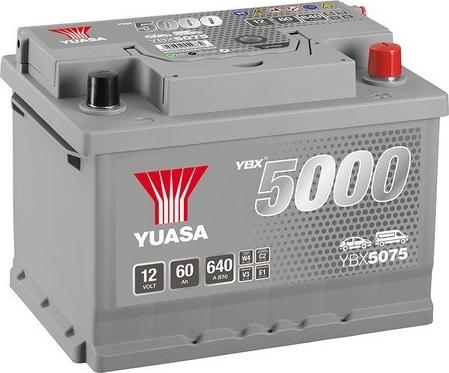Yuasa YBX5075 - Silver High Performance аккумулятор 12V 60Ah 620A ETN 0(R+) B3/B4 243x175x175 14.4kg autosila-amz.com