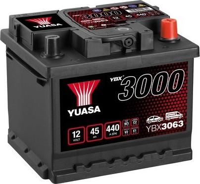 Yuasa YBX3063 - SMF аккумулятор 12V 45Ah 425A ETN 0(R+) B3/B4 207x175x175 11,5kg autosila-amz.com