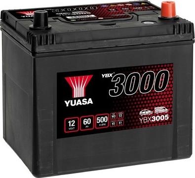 Yuasa YBX3005 - SMF аккумулятор 12V 60Ah 450A ETN 0(R+) Korean B1 232x175x225 14.9kg autosila-amz.com
