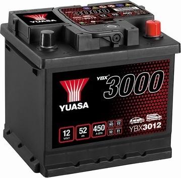 Yuasa YBX3012 - Аккумулятор Yuasa YBX3000 SMF 52 А/ч о/п 450 А размер 207x175x190 autosila-amz.com