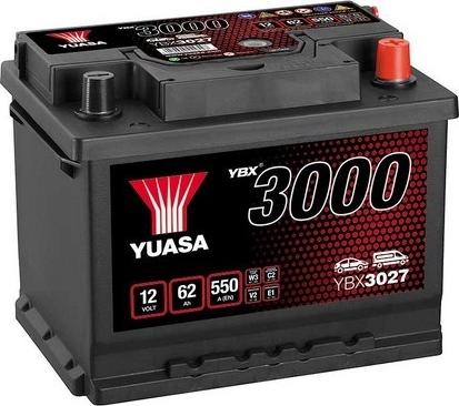 Yuasa YBX3027 - АКБ, ёмкость А/ч / ток холодного пуска L2D 60/540, размер мм 242 x 175 x 190 VOLKSWAGEN Polo 1.6MPi autosila-amz.com