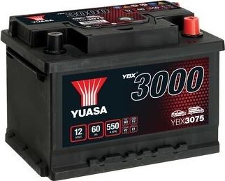 Yuasa YBX3075 - Аккумулятор Yuasa YBX3000 SMF 60 А/ч о/п 550 А размер 245x175x175 autosila-amz.com
