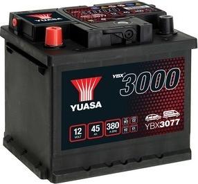 Yuasa YBX3077 - Battery YUASA 12V 45Ah/380A YBX3000 SMF (L+ standard) 207x175x190 B13 (starting) autosila-amz.com