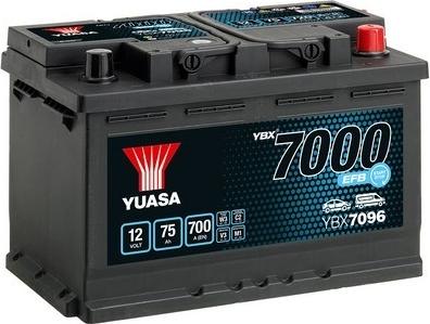 Yuasa YBX7096 - EFB Start Stop Plus аккумулятор 12V 70Ah 680A ETN 0(R+) B3 278x175x190 autosila-amz.com