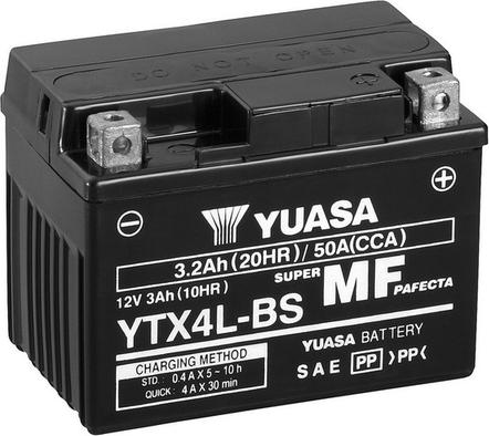 Yuasa YTX4L-BS - Аккумуляторная батарея Maintenance Free (12V 3,2Ah 50A) autosila-amz.com