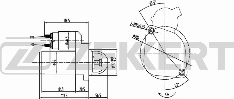 Zekkert AN-1006 - Стартер autosila-amz.com