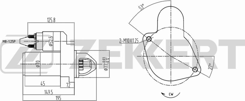 Zekkert AN-1008 - Стартер autosila-amz.com