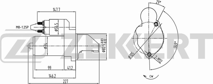 Zekkert AN-1002 - Стартер autosila-amz.com