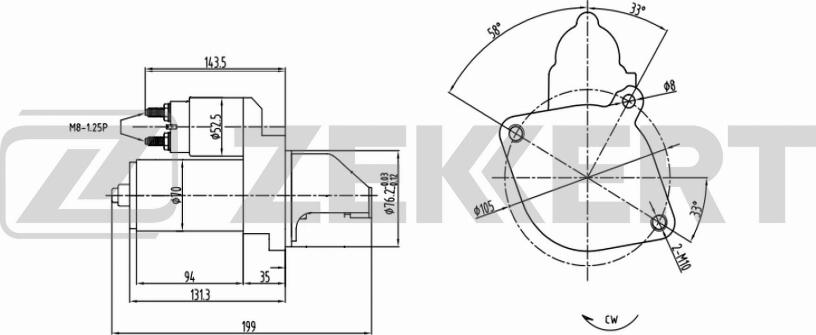 Zekkert AN-1019 - Стартер autosila-amz.com