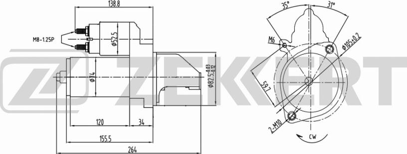 Zekkert AN-1022 - Стартер autosila-amz.com