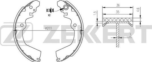 Zekkert BK-4466 - Комплект тормозных колодок, барабанные autosila-amz.com