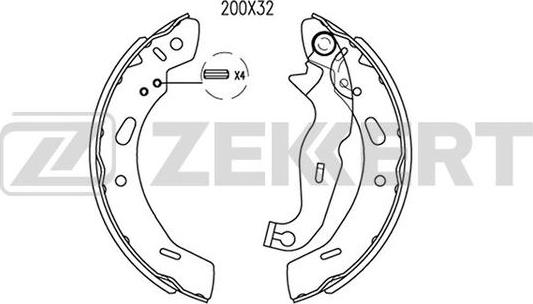 Zekkert BK-4095 - Комплект тормозных колодок, барабанные autosila-amz.com