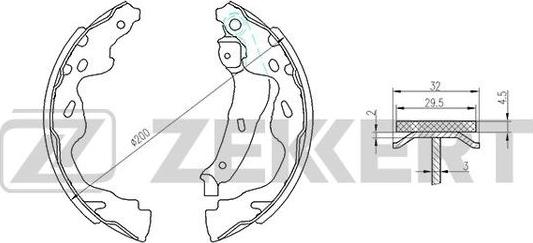 Zekkert BK-4098 - Комплект тормозных колодок, барабанные autosila-amz.com