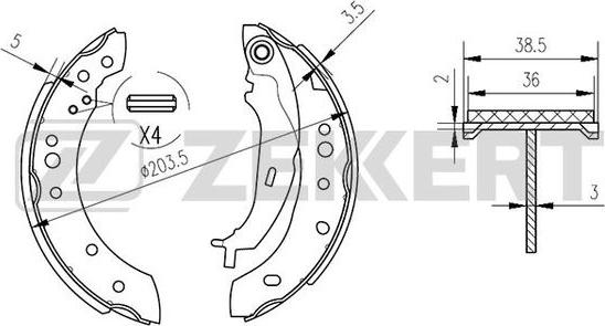 Zekkert BK-4053 - Комплект тормозных колодок, барабанные autosila-amz.com