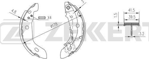 Zekkert BK-4066 - Комплект тормозных колодок, барабанные autosila-amz.com