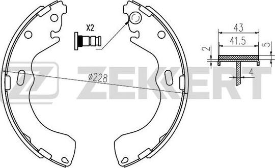 Zekkert BK-4025 - Комплект тормозных колодок, барабанные autosila-amz.com