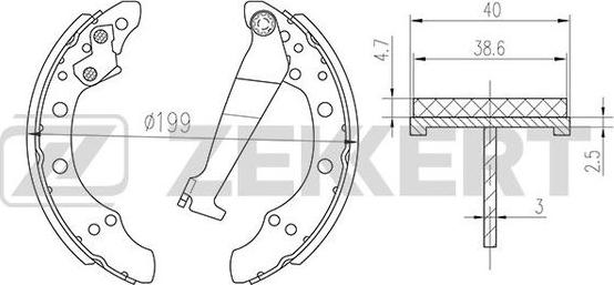 Zekkert BK-4075 - Комплект тормозных колодок, барабанные autosila-amz.com