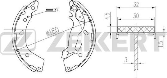 Zekkert BK-4078 - Комплект тормозных колодок, барабанные autosila-amz.com