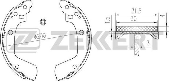 Zekkert BK-4151 - Комплект тормозных колодок, барабанные autosila-amz.com