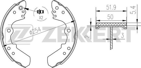 Zekkert BK-4165 - Комплект тормозных колодок, барабанные autosila-amz.com