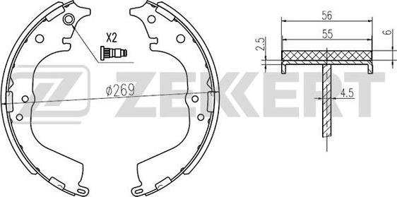 Zekkert BK-4107 - Комплект тормозных колодок, барабанные autosila-amz.com