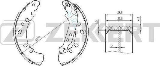 Zekkert BK-4115 - Комплект тормозных колодок, барабанные autosila-amz.com