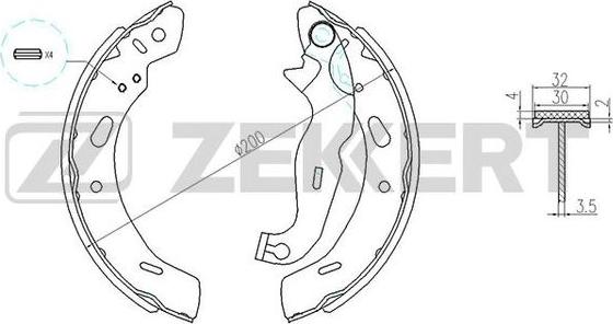 Zekkert BK-4132 - Комплект тормозных колодок, барабанные autosila-amz.com