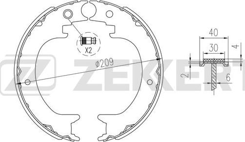 Zekkert BK-4349 - Комплект тормозных колодок, барабанные autosila-amz.com