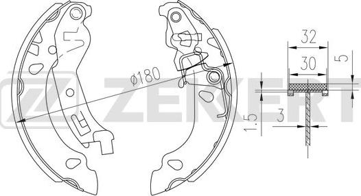 Zekkert BK-4344 - Комплект тормозных колодок, барабанные autosila-amz.com