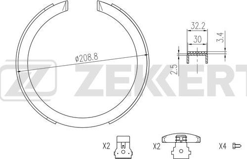 Zekkert BK-4353 - Комплект тормозных колодок, барабанные autosila-amz.com