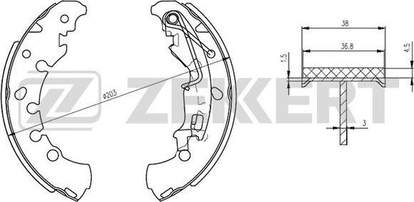 Zekkert BK-4302 - Комплект тормозных колодок, барабанные autosila-amz.com