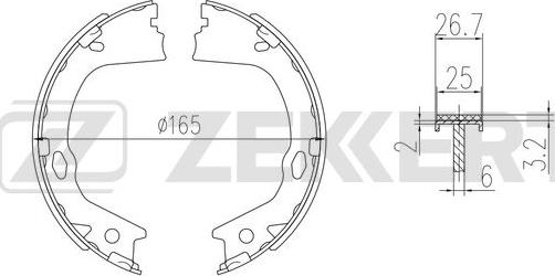 Zekkert BK-4373 - Комплект тормозных колодок, барабанные autosila-amz.com