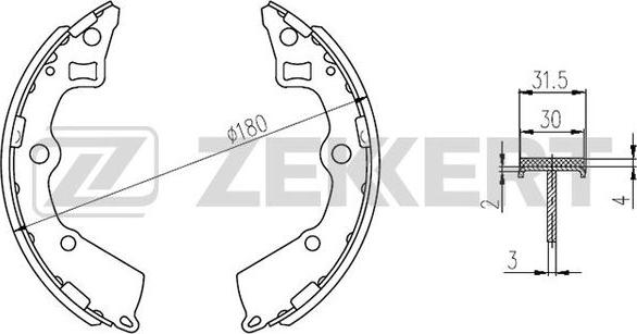 Zekkert BK-4258 - Комплект тормозных колодок, барабанные autosila-amz.com