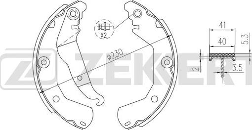 Zekkert BK-4208 - Комплект тормозных колодок, барабанные autosila-amz.com