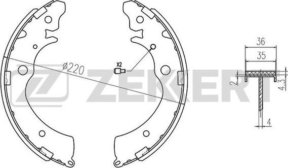 Zekkert BK-4207 - Комплект тормозных колодок, барабанные autosila-amz.com