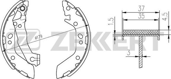 Zekkert BK-4219 - Комплект тормозных колодок, барабанные autosila-amz.com