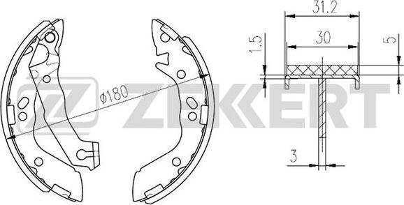 Zekkert BK-4217 - Комплект тормозных колодок, барабанные autosila-amz.com