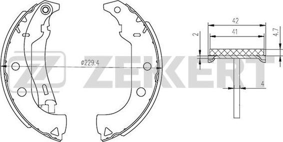 Zekkert BK-4281 - Комплект тормозных колодок, барабанные autosila-amz.com