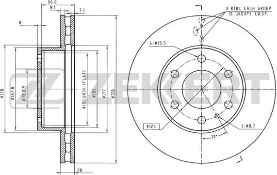 Zekkert BS-5943 - Тормозной диск autosila-amz.com